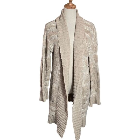 Aerie Tan Midi Shawl Collar Cardigan Sweater - Picture 1 of 7